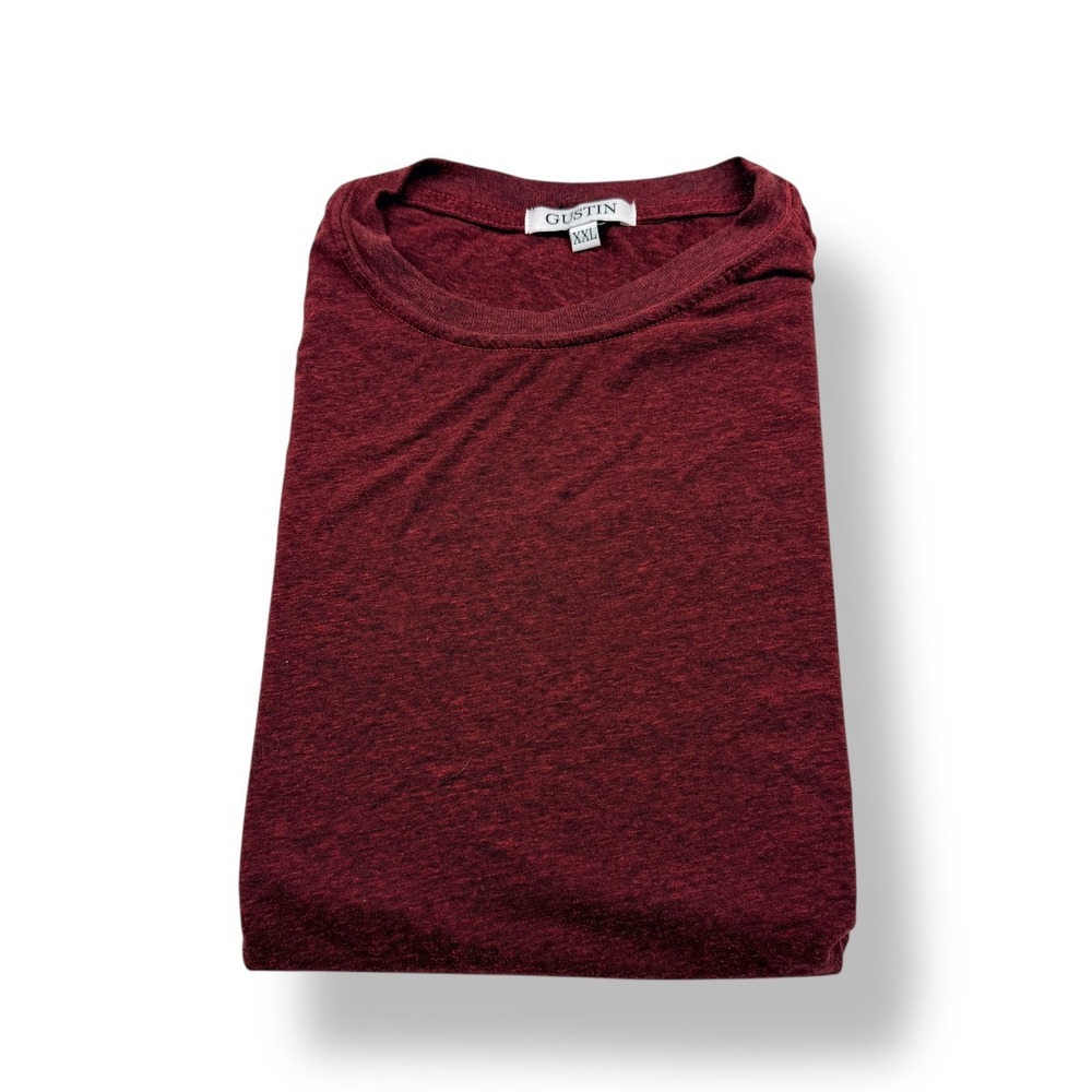 GUSTIN Mens Heathered Burgundy Red Crew‎ Neck TShirt Size XXL